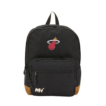 【NBA】 學院風 麂皮拼接 後背包 熱火隊-3355174820