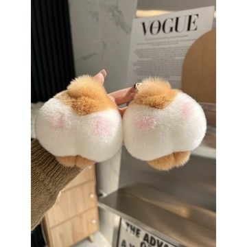背包吊飾🎀 可愛仿獺兔毛柯基狗屁股汽車鑰匙扣掛件ins網紅毛絨包包掛飾禮物