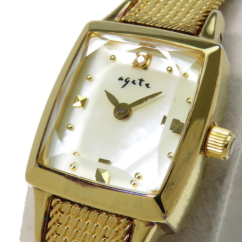 【中古】 agete/アガット ジュエリーウォッチ AGETE20YG ダイヤモンド0.02 時計