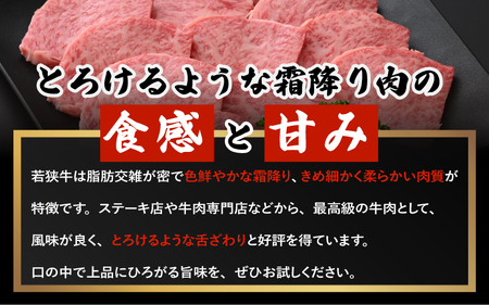 若狭牛 和牛ロース焼肉用 計500g （250g ×2パック）福井県産 ロースA4等級 以上を厳選！ [e02-c011]