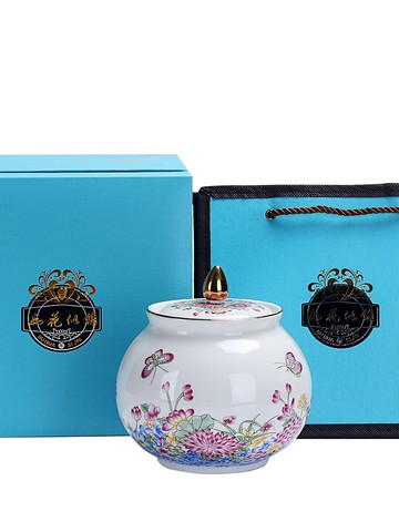 陶瓷花茶罐家用創意貼花紙茶罐防潮密封存儲罐茶葉包裝送禮盒罐子