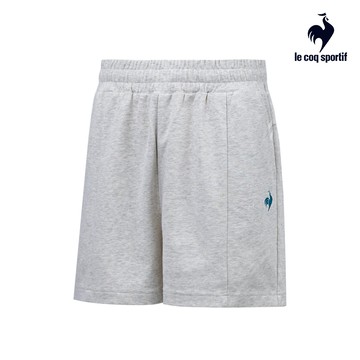 【LE COQ SPORTIF 法國公雞】女款淺灰色休閒潮流針織運動短褲LWT82281