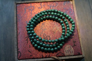 收藏級孔雀石多圈手串疊帶手鏈長手串