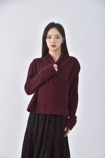 (S) i mix紅色長袖上衣