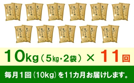 3人に1人がリピーター!☆全11回定期便☆ 岩手ふるさと米 10kg(5㎏×2)×11ヶ月 令和5年産 新米 一等米ひとめぼれ 東北有数のお米の産地 岩手県奥州市産[U0170]