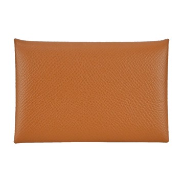 HERMES 經典Calvi系列釦式名片/卡夾(37 經典棕)