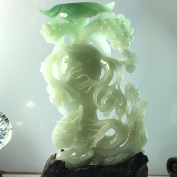 【森茂珠寶】緬甸天然翡翠A貨 人生如意雕件 022882