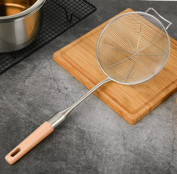 特厚304不銹鋼廚房撈勺線漏油炸網撈面勺麻辣燙撈勺撈面條大漏勺