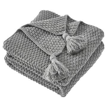 經典北歐風流蘇針織空調被 親膚舒適 四季皆宜  200 x 150cm  灰色