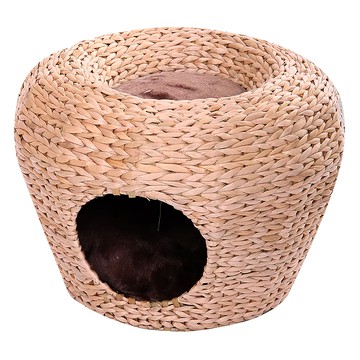 PetPals 蒲草編織2用遊憩屋 環保紙繩編織 上層可休息 下層可當窩 尺寸長46cm x 寬46cm x 高30cm  棕色  1個