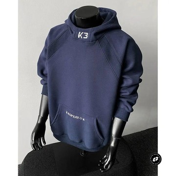 美式半高領刺繡連帽衛衣男秋冬新款大碼寬鬆硬挺套頭正肩男裝男生春秋薄款衛衣 男生寬鬆運動連帽衛衣 男生薄款連帽上衣