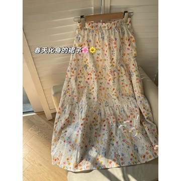 【PING'S🌞】氛圍 寬鬆 夏季 半身裙 女士 中長款 顯瘦 溫柔 碎花 韓係 休閒 氣質 新款