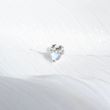 鑽面拉長石925純銀麋鹿轉珠耳環