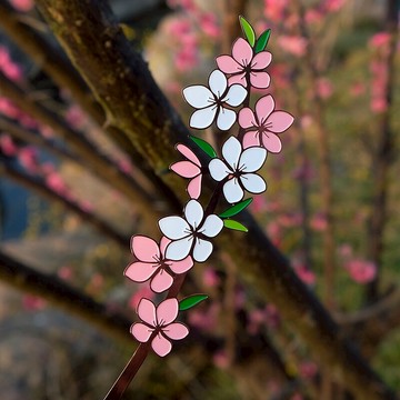 桃花金屬書簽中國風古典文藝小清新簡約花枝春天禮品黃銅書簽