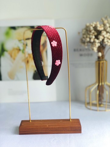 原創暗紅色小花朵髮箍