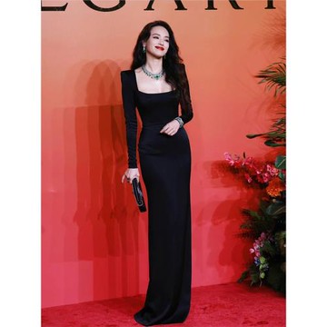 Alice時尚明星同款《舒淇》高端魚尾宴會年會2025新款長袖晚禮服