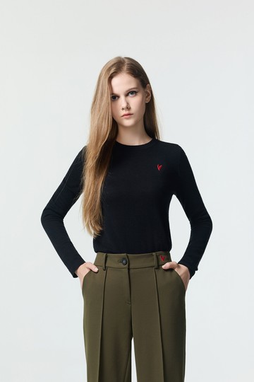 極簡天絲羊毛圓領上衣