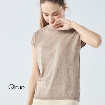 【Qiruo 奇若】秋冬專櫃針織短袖上衣0186A-45卡色小立領百搭