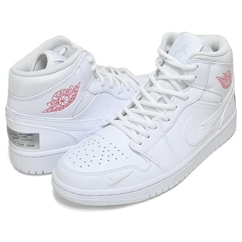 NIKE AIR JORDAN 1 MID SE SWOOSH ON TOUR white/white-university red ...