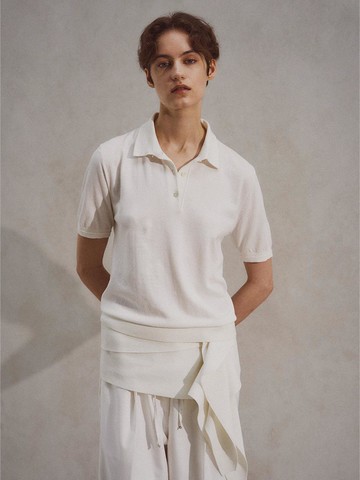 Cotton Dry Essential Polo Neck T-Shirt [White]