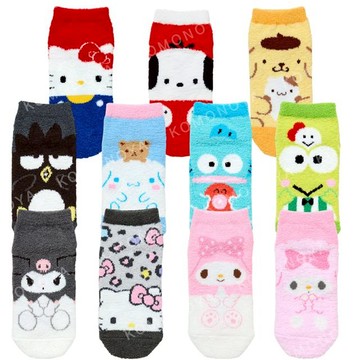 小禮堂 Sanrio 三麗鷗 成人絨毛短襪 23-25cm (經典款) Kitty 大耳狗 酷洛米