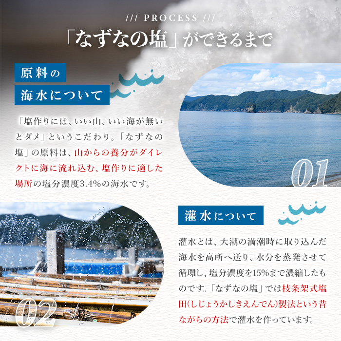 なずなの塩(合計800g・200g×2種×2袋) 塩 ソルト 海水塩 しお ミネラル 天日干し 食品 保存 調味料 漬物 大分県 佐伯市 防災