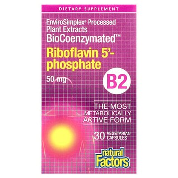 Natural Factors, BioCoenzymated™，B2，核黃素 5'-磷酸，50 毫克，30 粒素食膠囊