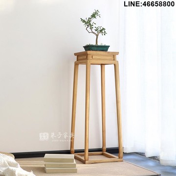免運 開立發票 書櫃 儲物櫃 玄關櫃 博古架 茶葉櫃 新中式榆木禪意花幾實木落地木制架子現代多功能花架原木盆景花幾