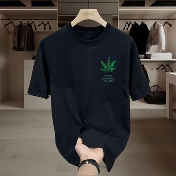 【HeHa】大麻葉印花短袖上衣 二色