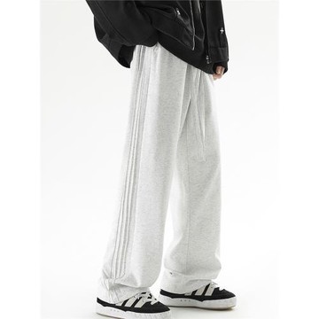 City Hipster 休閑褲男秋冬季褲子潮牌運動重工寬松直筒加絨衛褲