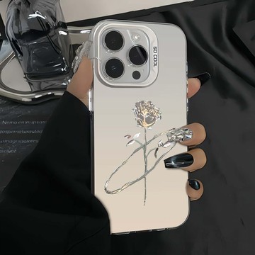 銀玫瑰 手機殼 高於鏡頭 保護殼 適用於 蘋果 iPhone 16 15 14 13 12 11 Pro Max 防摔殼