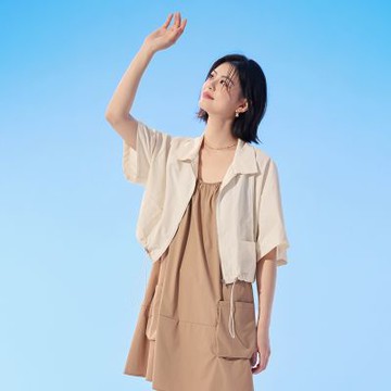 OB嚴選-涼感．抗UV襯衫領落肩五分袖冰河系防曬外套《EA3794-》