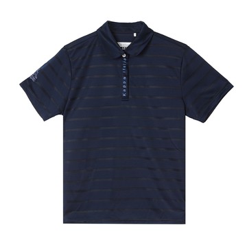 KAPPA義大利時尚女性短袖POLO丈青 暗紋條 351W5DWB29