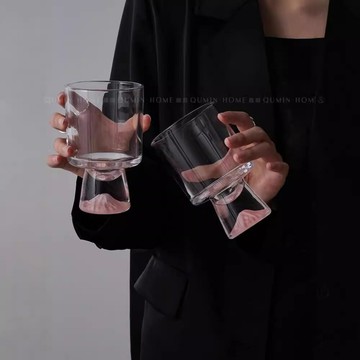 順皿*網紅ins風甜筒杯小眾創意高腳杯粉色山脈雪糕甜品杯咖啡水杯