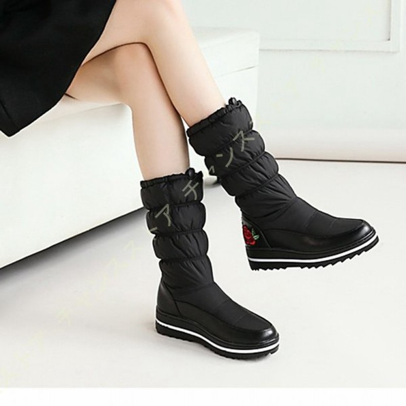 スノーシューズ レディース スノー ブーツ レディース ウィンターブーツ ロングブーツ スリッポン 4cmヒール 花柄 防寒ブーツ 防水 冬用ブーツ ウェッジヒール 通販 Lineポイント最大0 5 Get Lineショッピング