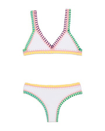 Pq Swim Girls' Rainbow Embroidered Two Piece Swimsuit - Little Kid, Big Kid