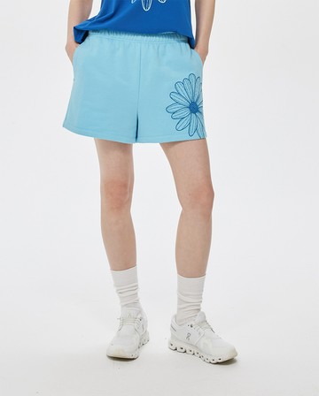MARDI MERCREDI 棉質短褲 天空藍色 經典小雛菊 SWEAT SHORTS FLOWER
