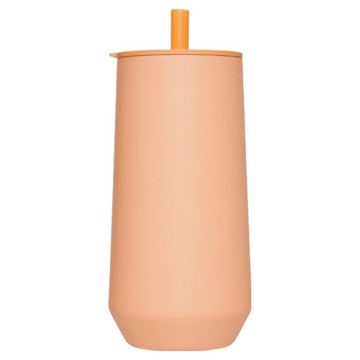 WOKY 沃廚 台灣公司貨 輕芯鈦瓷易潔層吸管保溫杯  1個  600ml  夕映橘