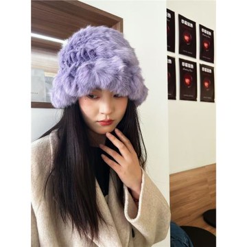 yaoshushu/美哭了~超美低飽和度香芋紫色晚晚風獺兔毛醒獅帽盆帽