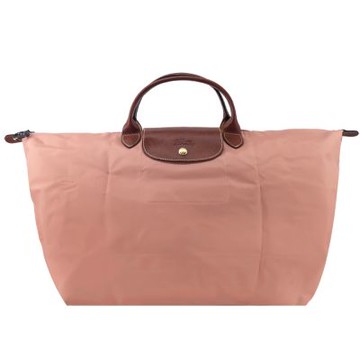 LONGCHAMP LE PLIAGE系列短把再生尼龍摺疊水餃旅行袋(大/粉紅茶)