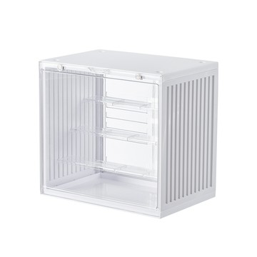 【日本霜山】磁扣前開式可層疊公仔模型展示盒(大款)-3入_透明