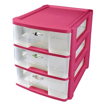 三層桌上型抽屜式整理盒(玲瓏盒)-混色