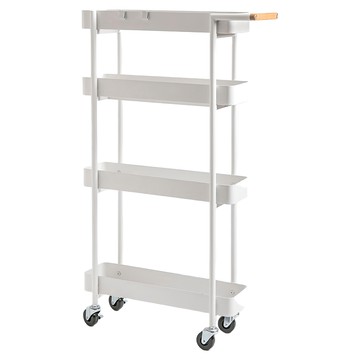 HOLA 和樂家居 鐵線收納四層隙縫推車 附掛勾 3850g  白色