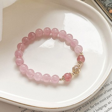 水晶手鍊 手串 粉水晶手鏈女招桃花轉運小眾簡約設計粉晶手串DIY送閨蜜生日禮物