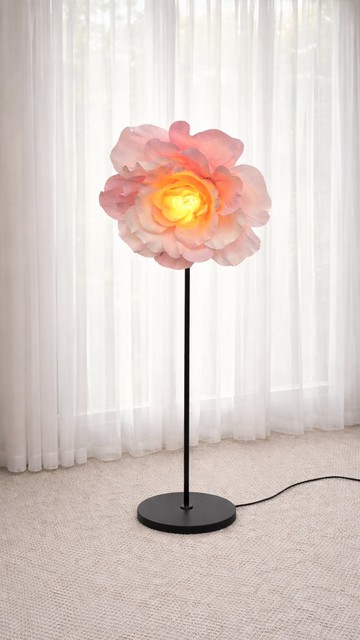 紙藝玫瑰光影落地燈