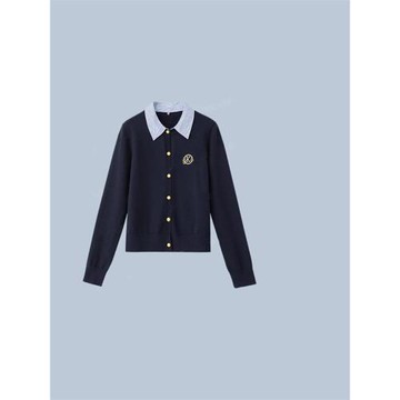新派學院大洪旗艦店假兩件學院風針織衫女老錢風氣質顯瘦開衫上衣