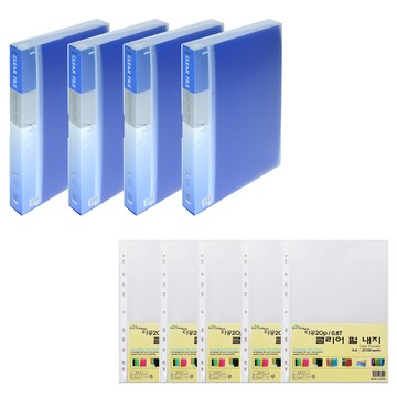 ECO Chungwoon A4 PP彩色半透明資料夾 60頁*4本 附補充內頁100頁  藍色  1組