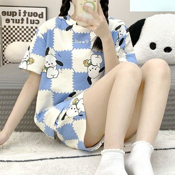 🔥臺灣出貨夏季短袖學生睡衣女可愛高檔爆款網紅ins少女睡衣女夏天外穿套裝