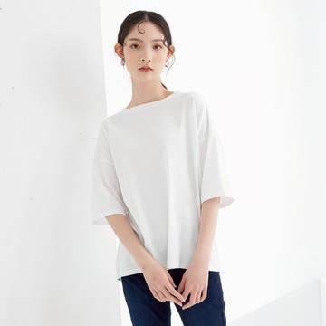 【ERSS】女裝 短袖 女生 t恤 短袖上衣 鹽系 小心機 挖背 長版T 白色【K70303】