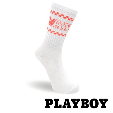 【襪款任選3雙$299 、6雙$511】PLAYBOY 方格女高筒休閒襪-白 (BD4923)